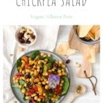 easy spiced chickpea salad packed with protein rich nuts and chickpeas, served with popadoms