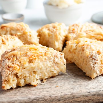 triangles of cauliflower cheese scones to show the cheesey sides