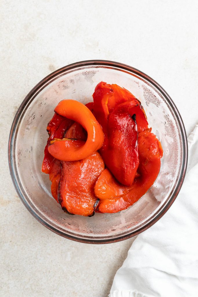 roasted red peppers with skins removed