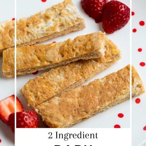 image of cooked toast fingers with text overlay to create pin for pinterest