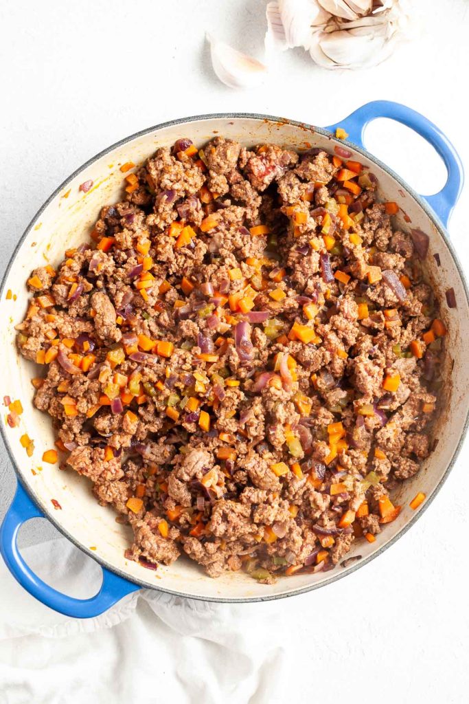 the browned mince beef