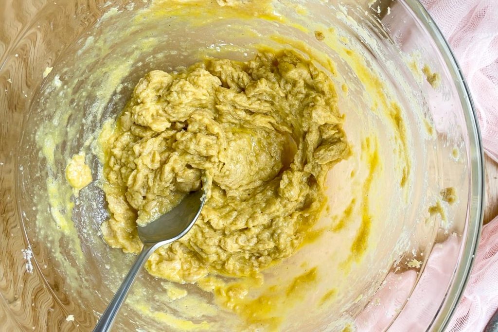 the texture of the cookie dough once the egg has been added