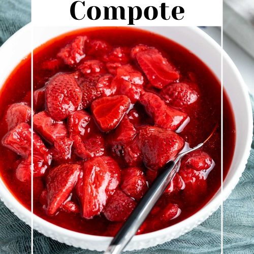 compote in a bowl with text overlay to create pin for Pinterest