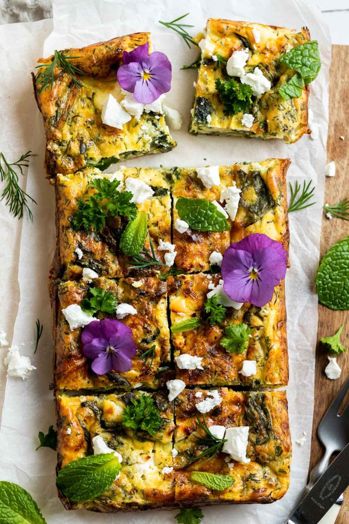 silverbeet slice cut into squares.
