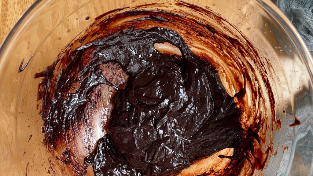 Chocolate once the egg has been mixed in and cooked.