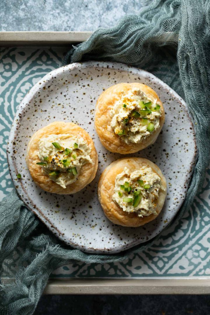 The dip serving in vol au vents.