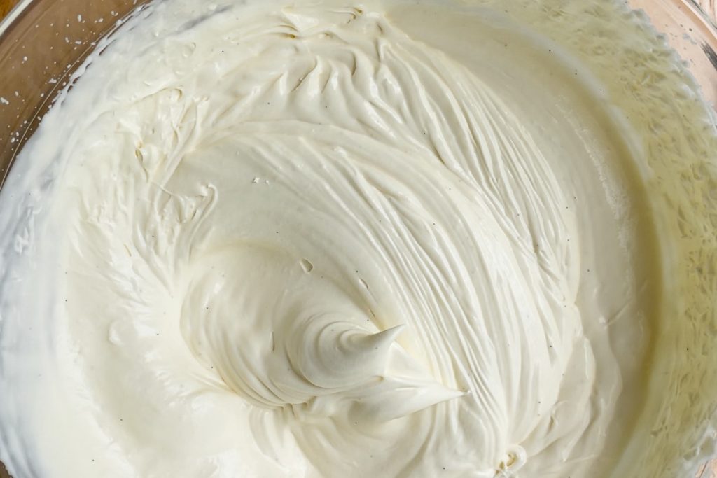 Cream and condensed milk whisked to soft peaks.