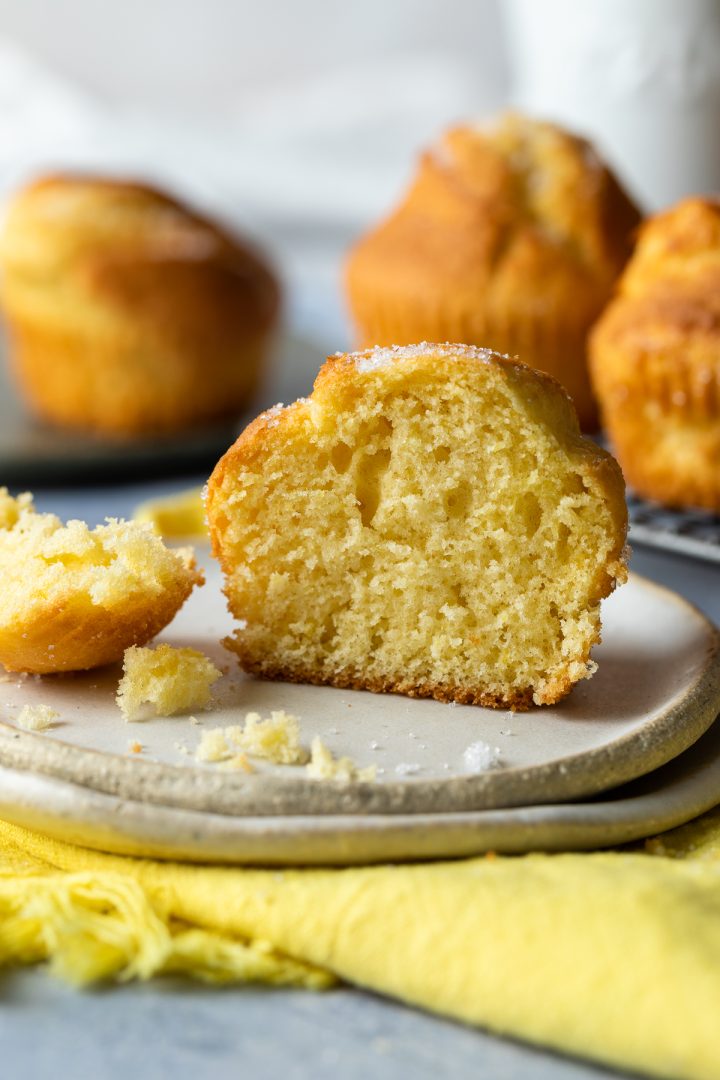 Spanish cupcake cut in half to show the light texture.