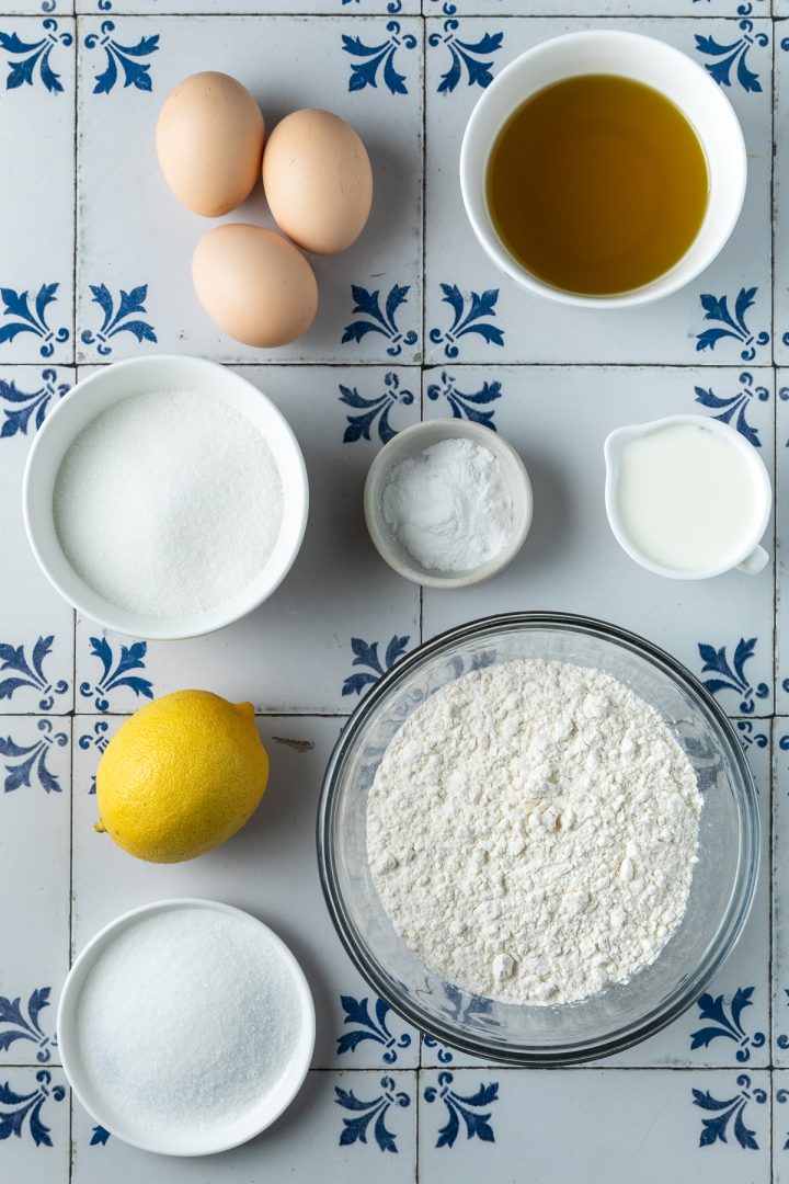 Ingredients needed to make the recipe weighed and placed in individual bowls.