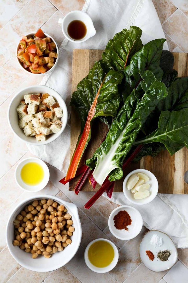 Ingredients needed to make the recipe weighed out and placed in individual bowls.