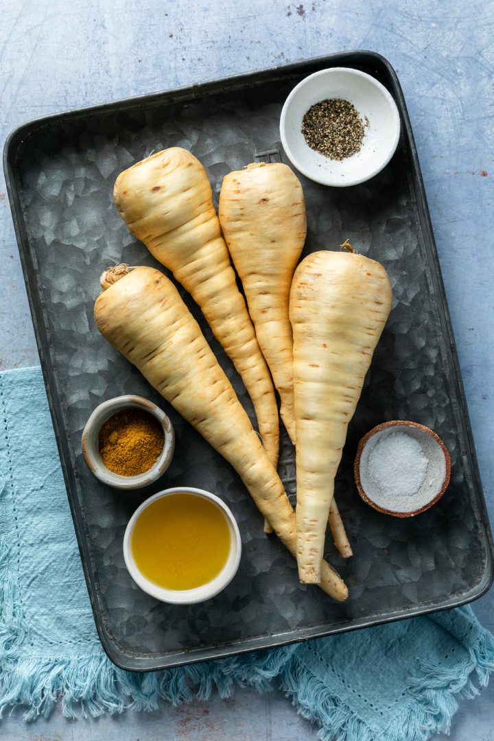 Ingredients needed to make the recipe on a tray.