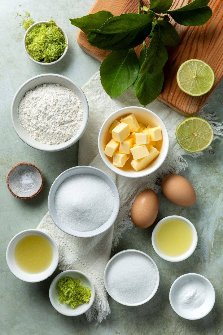 Ingredients needed to make the recipe weighed out and placed in individual bowls.