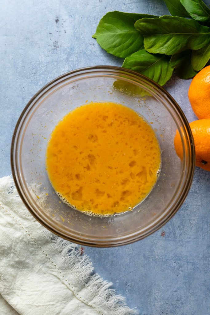 The mixed ingredients in a heatproof bowl before being heated.