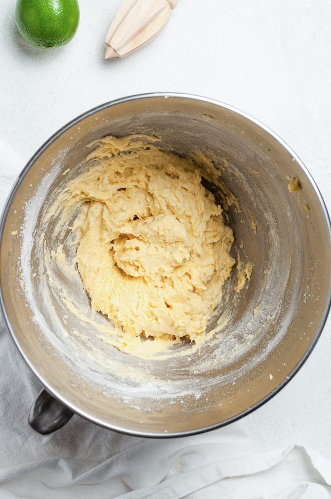 The mixed cake batter.