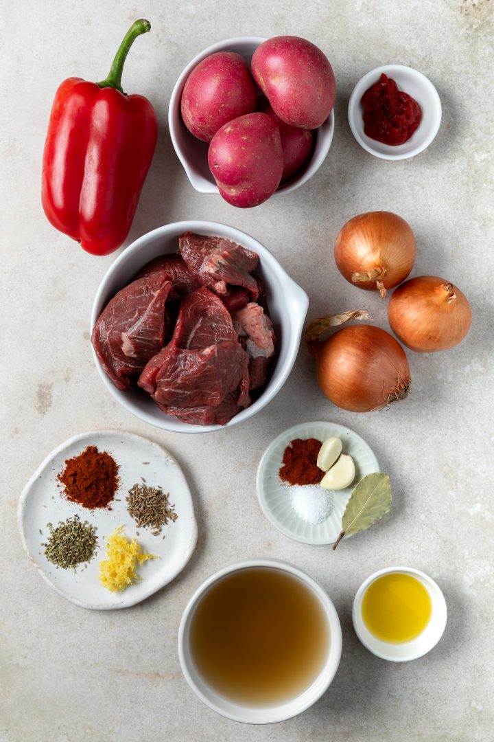 Ingredients needed to make the recipe weighed out and placed in individual bowls.