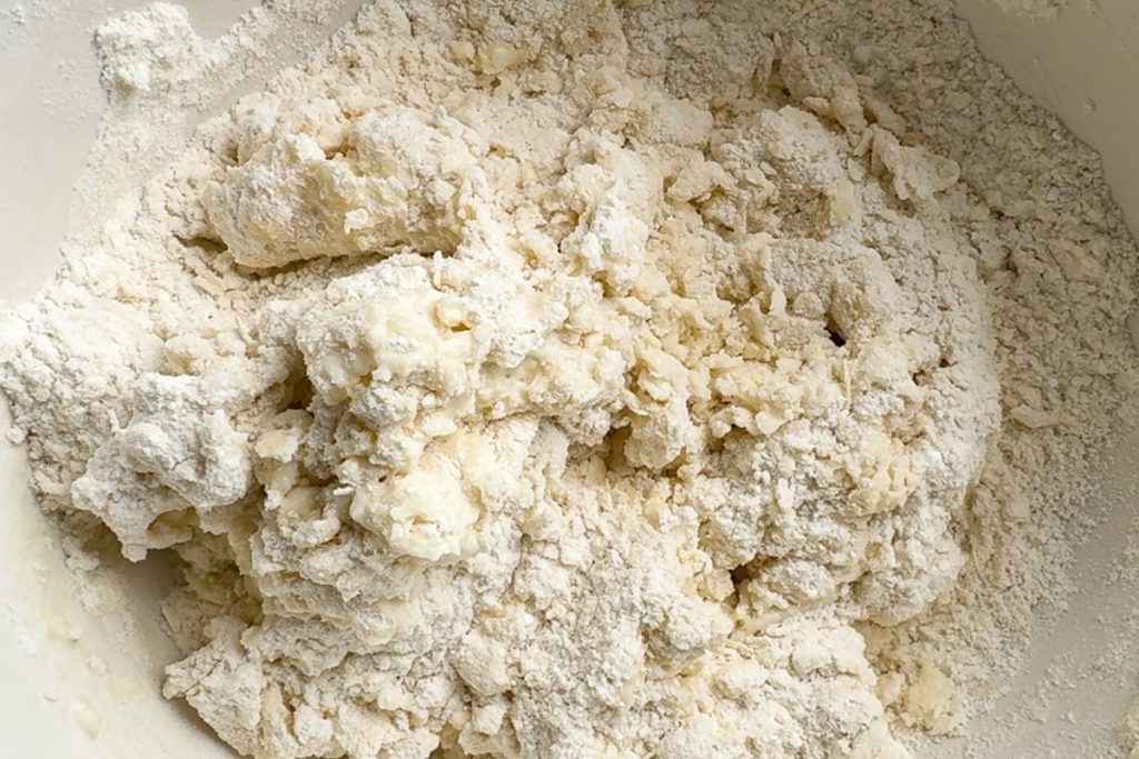 The liquids added to the scone dough and just mixed.