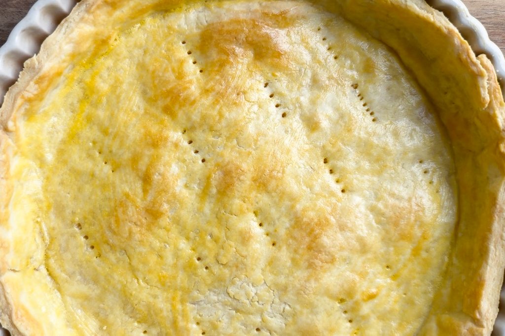 The pastry case once brushed with egg yolk and baked.