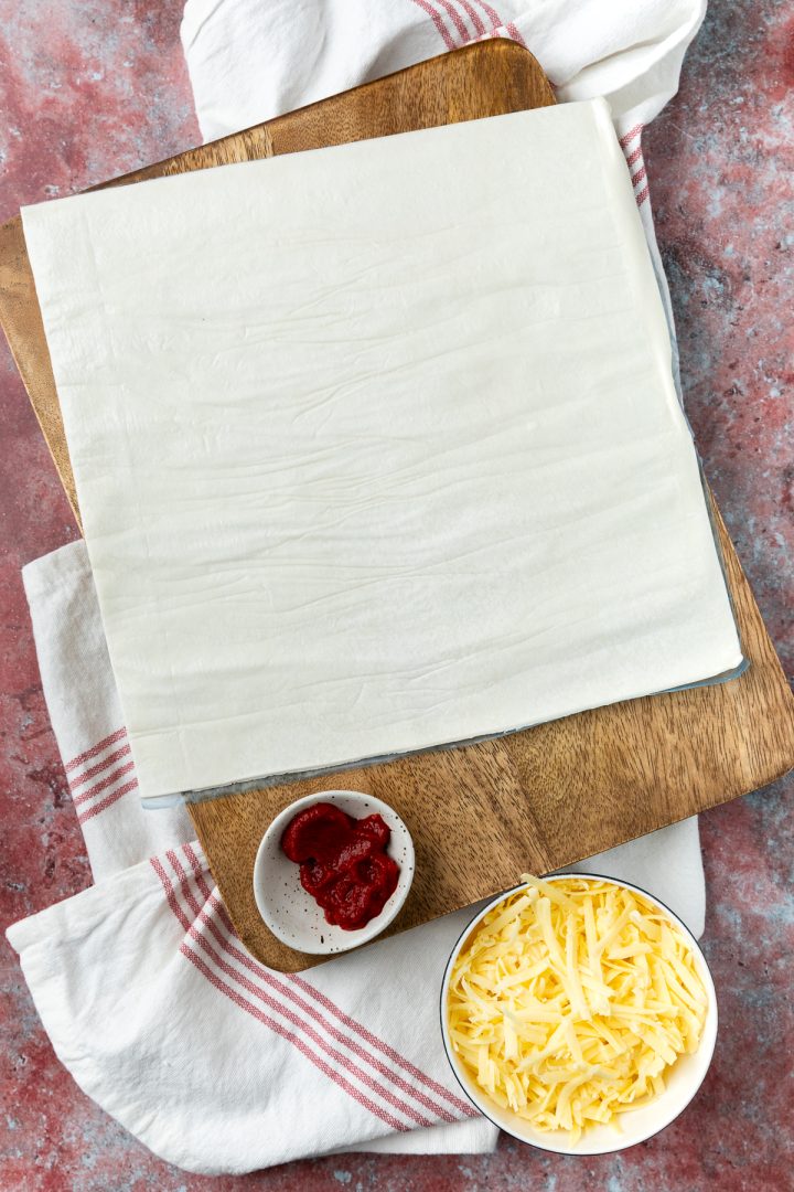 The three ingredients needed to make this pinwheel recipe.