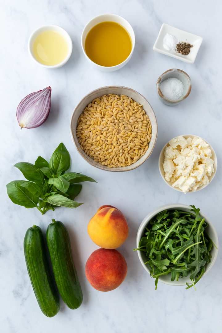 The ingredients needed to make the salad measured out.