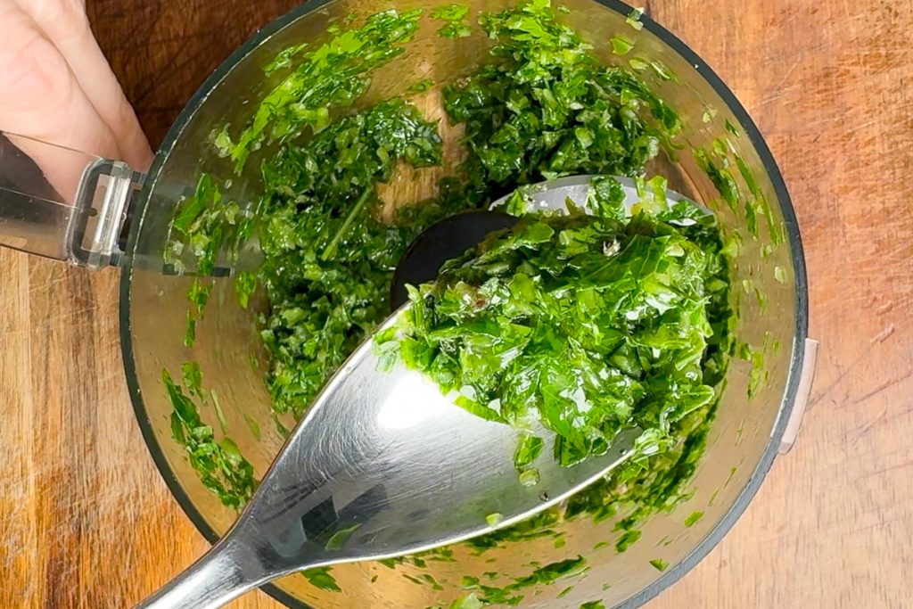 The made chimichurri sauce.