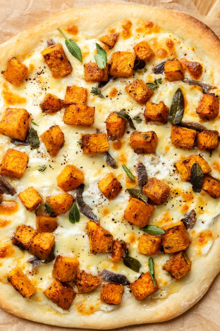 The baked butternut squash pizza.