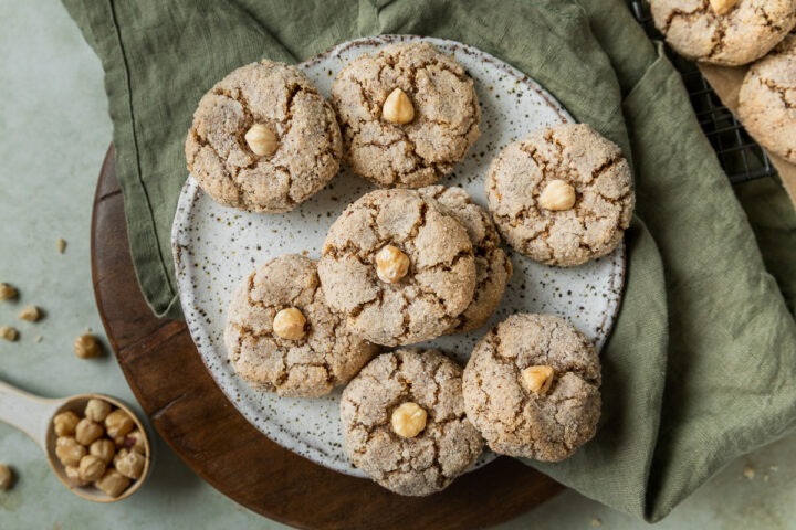 Homemade hazelnut cookies on a plate.